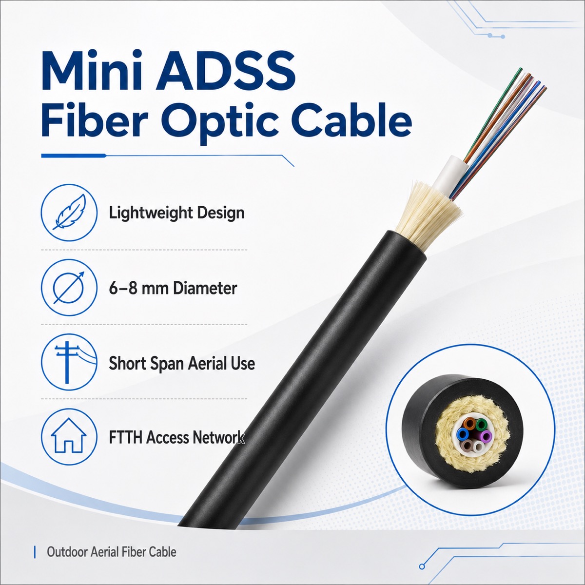 Mini ADSS Fiber Optic Cable